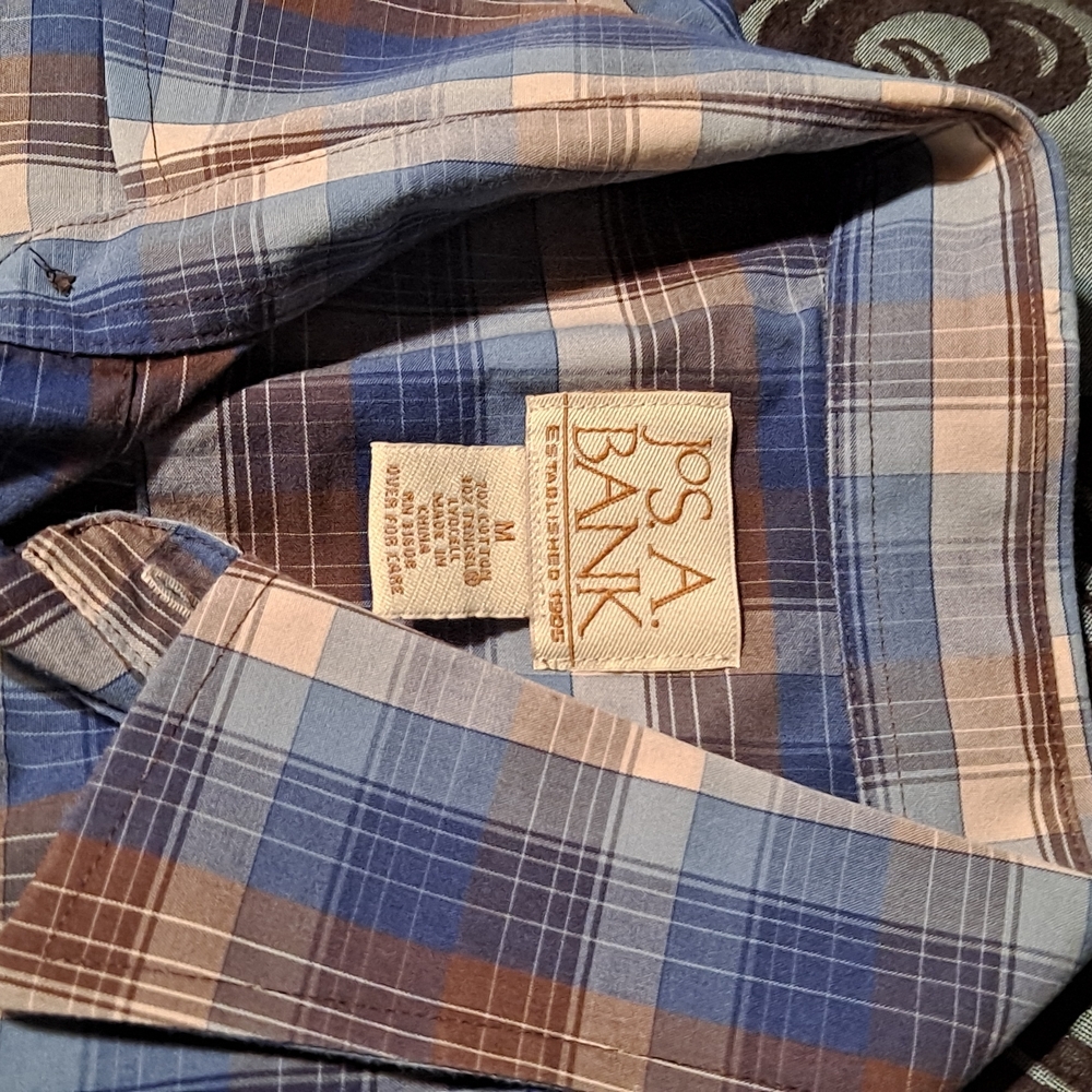 Jos. A. Bank Blue and Brown Checkered Shirt - Picture 4 of 5